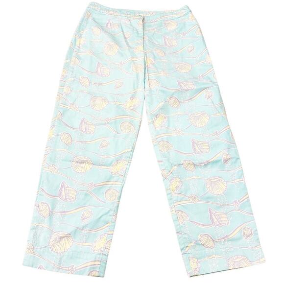 Lilly Pulitzer Blue Printed Straight Leg Denim Jean Printed Pant Cotton Size 4 - Picture 2 of 7